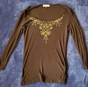 Calvin Klein Black Top with Gold Embellishments